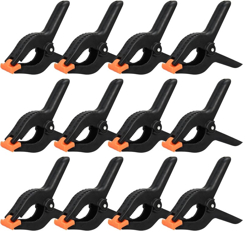LFSEMINI 6 Inch Spring Clamps, 12 Pack Professional Plastic Spring Clamps, Heavy Duty Plastic Clamps for Crafts and Woodworking, Backdrop Clips Clamps for Backdrop Stand, Photography, Home Dec - Image 1